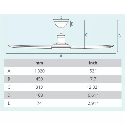 EGLO LAGOS 52 mennyezeti ventilátor acél matt fekete / műanyag barna, 1320mm lapátátmérővel - távirányítóval