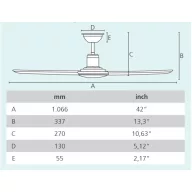   EGLO GELSINA mennyezeti ventilátoros lámpa acél matt nikkel / lakozott üveg fehér, 1066mm lapátátmérővel - húzózsinórral