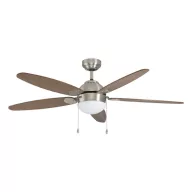  EGLO SUSALE mennyezeti ventilátoros lámpa acél matt nikkel / lakozott üveg fehér, 1320mm lapátátmérővel - húzózsinórral
