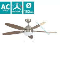   EGLO SUSALE mennyezeti ventilátoros lámpa acél matt nikkel / lakozott üveg fehér, 1320mm lapátátmérővel - húzózsinórral