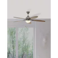   EGLO SUSALE mennyezeti ventilátoros lámpa acél matt nikkel / lakozott üveg fehér, 1320mm lapátátmérővel - húzózsinórral