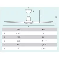   EGLO SUSALE mennyezeti ventilátoros lámpa acél matt nikkel / lakozott üveg fehér, 1320mm lapátátmérővel - húzózsinórral