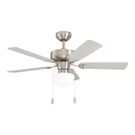   EGLO CADIZ mennyezeti ventilátoros lámpa acél matt nikkel / lakozott üveg fehér, 1066mm lapátátmérővel - húzózsinórral