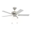 EGLO CADIZ mennyezeti ventilátoros lámpa acél matt nikkel / lakozott üveg fehér, 1066mm lapátátmérővel - húzózsinórral