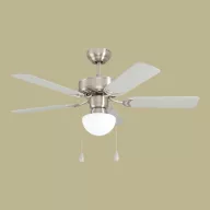   EGLO CADIZ mennyezeti ventilátoros lámpa acél matt nikkel / lakozott üveg fehér, 1066mm lapátátmérővel - húzózsinórral