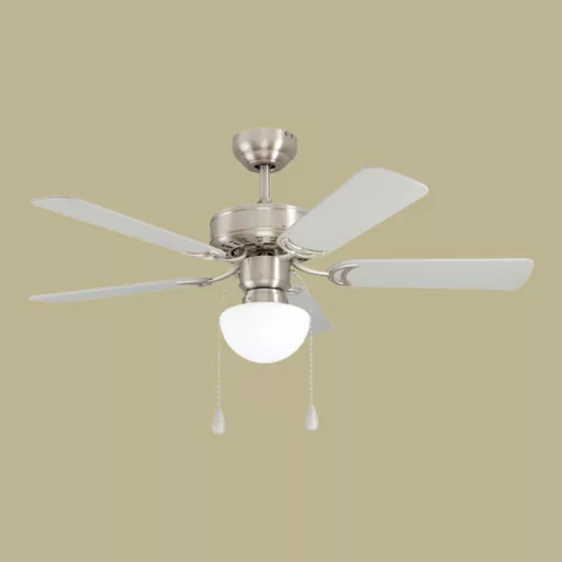 EGLO CADIZ mennyezeti ventilátoros lámpa acél matt nikkel / lakozott üveg fehér, 1066mm lapátátmérővel - húzózsinórral