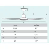   EGLO CADIZ mennyezeti ventilátoros lámpa acél matt nikkel / lakozott üveg fehér, 1066mm lapátátmérővel - húzózsinórral