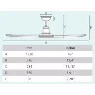   EGLO BONDI 1 mennyezeti ventilátor műanyag (ABS), UV álló matt fehér, 1220mm lapátátmérővel - távirányítóval