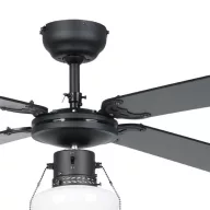   EGLO FORTALEZA mennyezeti ventilátoros lámpa acél matt fekete / lakozott üveg fehér, 1066mm lapátátmérővel - húzózsinórral