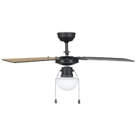   EGLO FORTALEZA mennyezeti ventilátoros lámpa acél matt fekete / lakozott üveg fehér, 1066mm lapátátmérővel - húzózsinórral