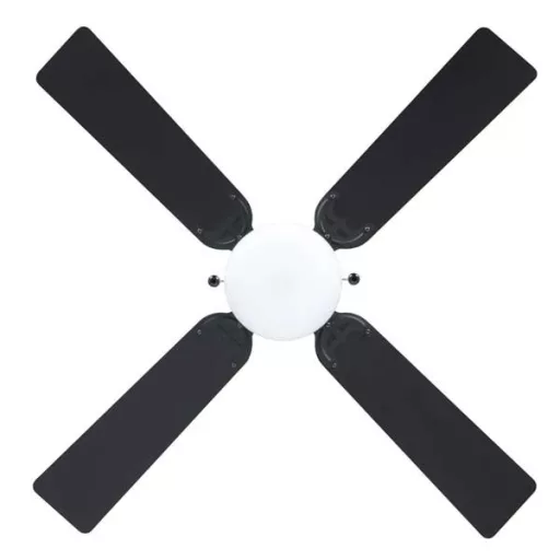 EGLO FORTALEZA mennyezeti ventilátoros lámpa acél matt fekete / lakozott üveg fehér, 1066mm lapátátmérővel - húzózsinórral