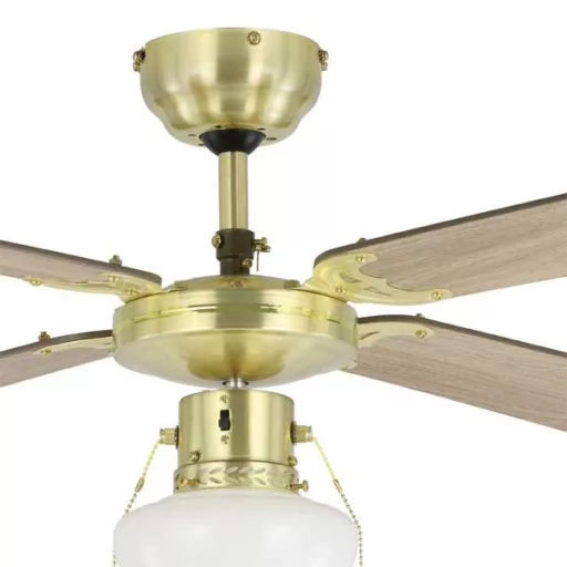 EGLO FORTALEZA mennyezeti ventilátoros lámpa acél bronz / lakozott üveg fehér, 1066mm lapátátmérővel - húzózsinórral
