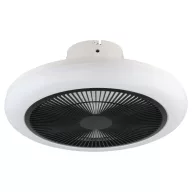   EGLO Kostrena lámpa ventilátorral műanyag (ABS) fehér, fekete / kristály hatású műanyag fehér, 455mm lapátátmérővel - távirányítóval