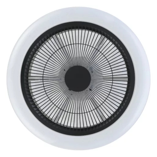 EGLO Kostrena lámpa ventilátorral műanyag (ABS) fehér, fekete / kristály hatású műanyag fehér, 455mm lapátátmérővel - távirányítóval