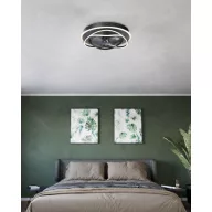   EGLO Namori lámpa ventilátorral acél fekete / akril tejfehér, 500mm lapátátmérővel - távirányítóval