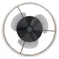   EGLO Frana lámpa ventilátorral műanyag (ABS) matt fekete / rattan natúr, 500mm lapátátmérővel - távirányítóval