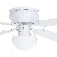   EGLO Cagliari mennyezeti ventilátoros lámpa acél matt fehér / lakozott üveg fehér, 1066mm lapátátmérővel - húzózsinórral