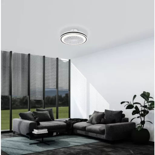 EGLO Almeria lámpa ventilátorral műanyag (ABS) fehér, fekete / akril tejfehér - távirányítóval