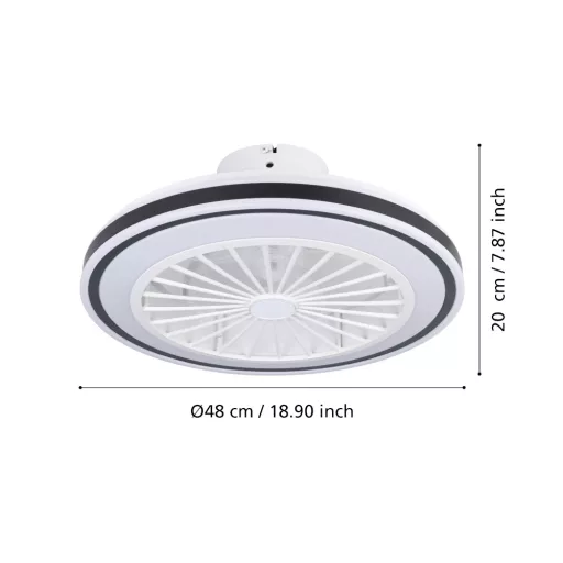 EGLO Almeria lámpa ventilátorral műanyag (ABS) fehér, fekete / akril tejfehér - távirányítóval