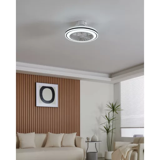 EGLO Almeria lámpa ventilátorral műanyag (ABS) fehér, fekete / akril tejfehér - távirányítóval