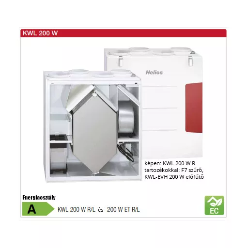 Helios KWL 200 W R központi hővisszanyerős készülék