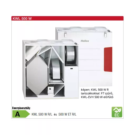 Helios KWL 500 W R központi hővisszanyerős készülék