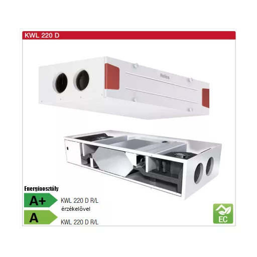 Helios KWL 220 D R központi hővisszanyerős készülék