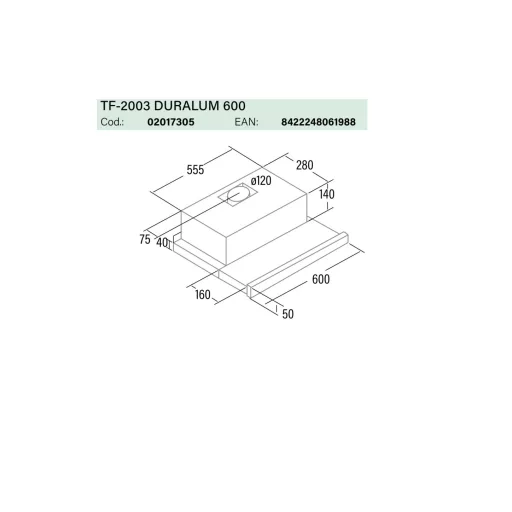CATA - Páraelszívó TF-2003/60 LED duralum - 2. kép