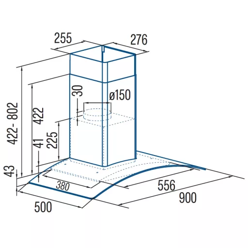 CATA - Páraelszívó GAMMA GLASS 9010 GX - Inox - 2. kép