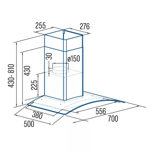 CATA - Páraelszívó GAMMA GLASS 7010 GX - Inox - 2. kép