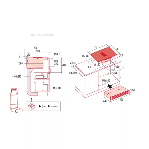 NODOR - NorCoock IS-N7220 BK indukciós főzőlap beépített elszívóval + plazma filter QUADRO 800 R - 2. kép