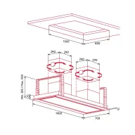   NODOR - Páraelszívó NorBreeze ISLA DEIMOS 1400 TWIN RF Hob to Hood