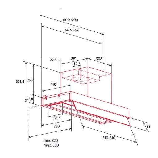 NODOR - Páraelszívó NorBreeze GREGAL 60 WH NMOTION Hob to Hood - 2. kép