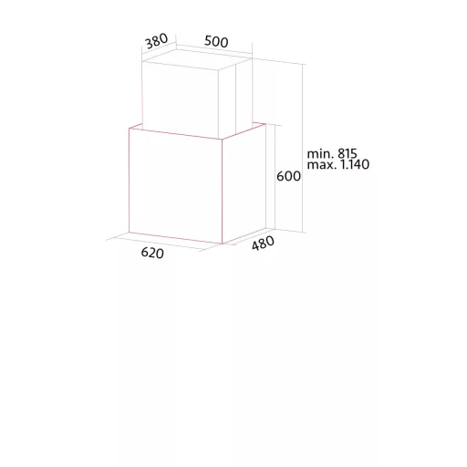 NODOR - Páraelszívó NorBreeze ISLA CUBE GLASS ECO 60 WH/A fehér Hob to Hood - 2. kép
