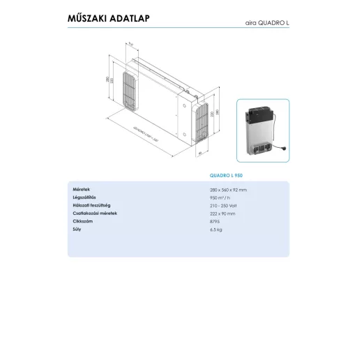 AIRA - Plazma szűrő páraelszívókhoz QUADRO L 950 R - 2. kép