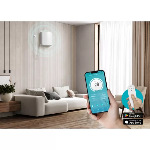 HOLTOP/AIRWOODS AV-TTW5-W egyhelyiséges hővisszanyerős szellőztető automata zsaluval, WiFi csatlakozással, páraérzékelő szenzorral, pollenszűrővel