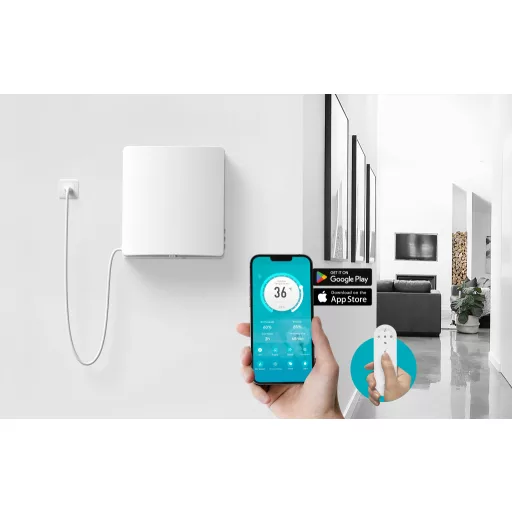 HOLTOP/AIRWOODS AV-TTW5-W egyhelyiséges hővisszanyerős szellőztető automata zsaluval, WiFi csatlakozással, páraérzékelő szenzorral, pollenszűrővel