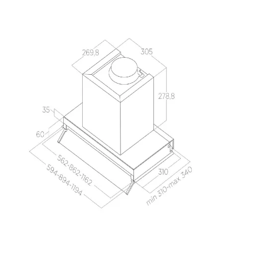 ELICA - Páraelszívó BOXIN LX/BL MAT/A/120 + Kenyérpirító 1T20 - 2. kép