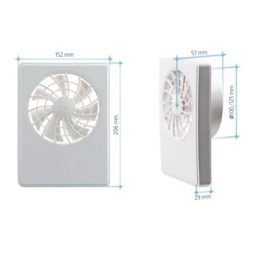 Vents 100 IFAN WI-FI intelligens fürdőszobai ventilátor, 100/125mm csonkkal