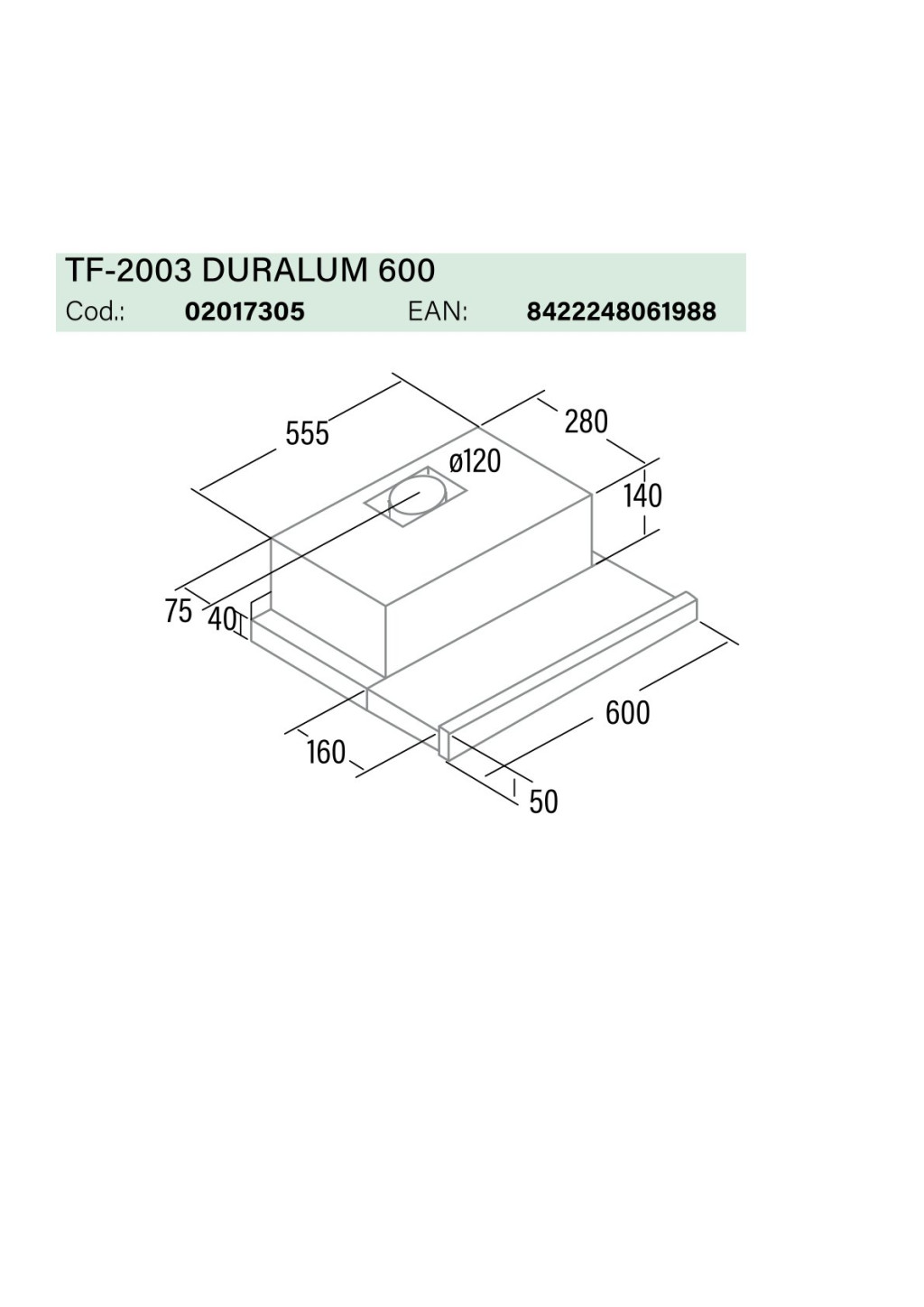 CATA - Páraelszívó TF-2003/60 LED duralum