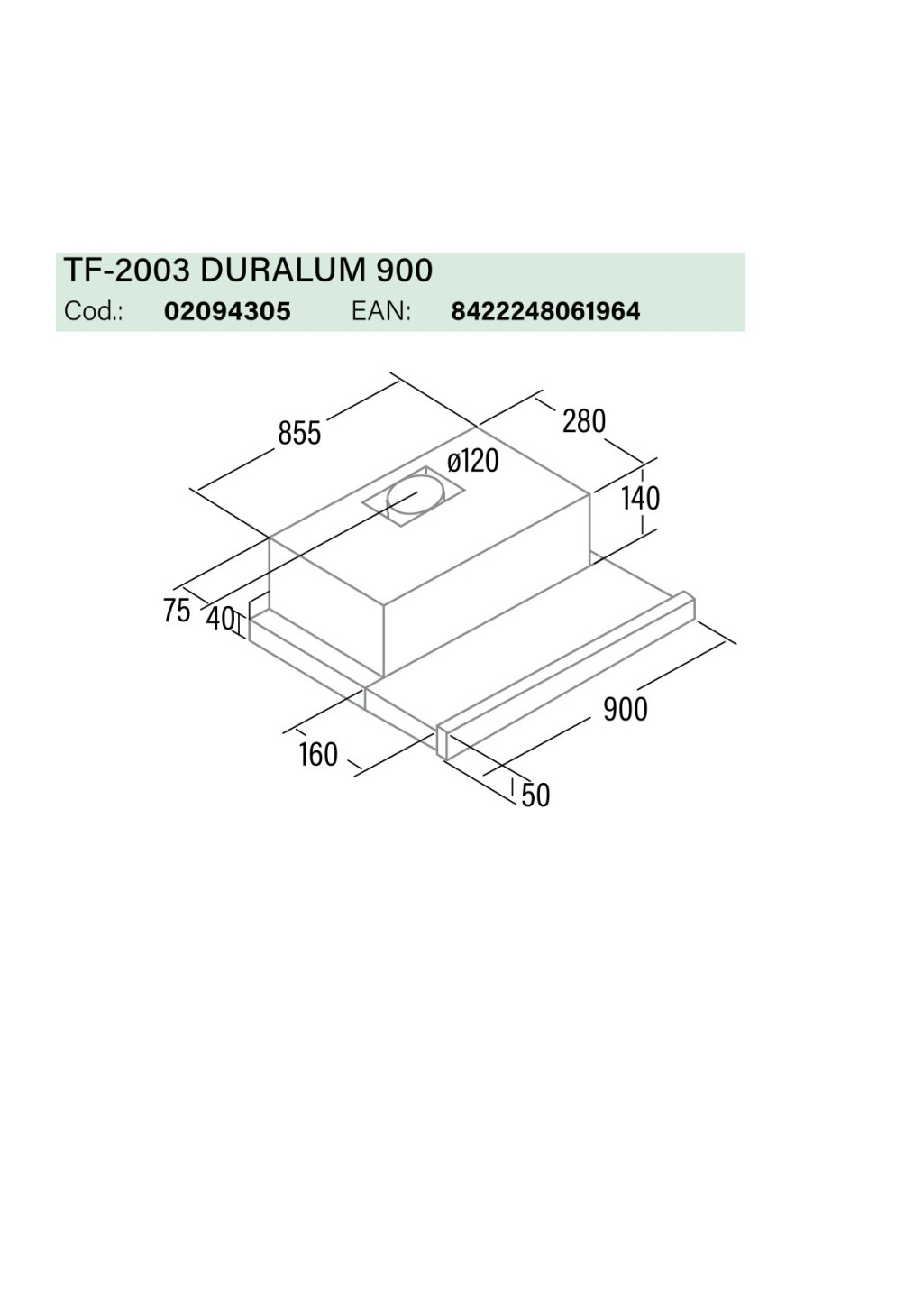 CATA - Páraelszívó TF-2003/90 LED duralum