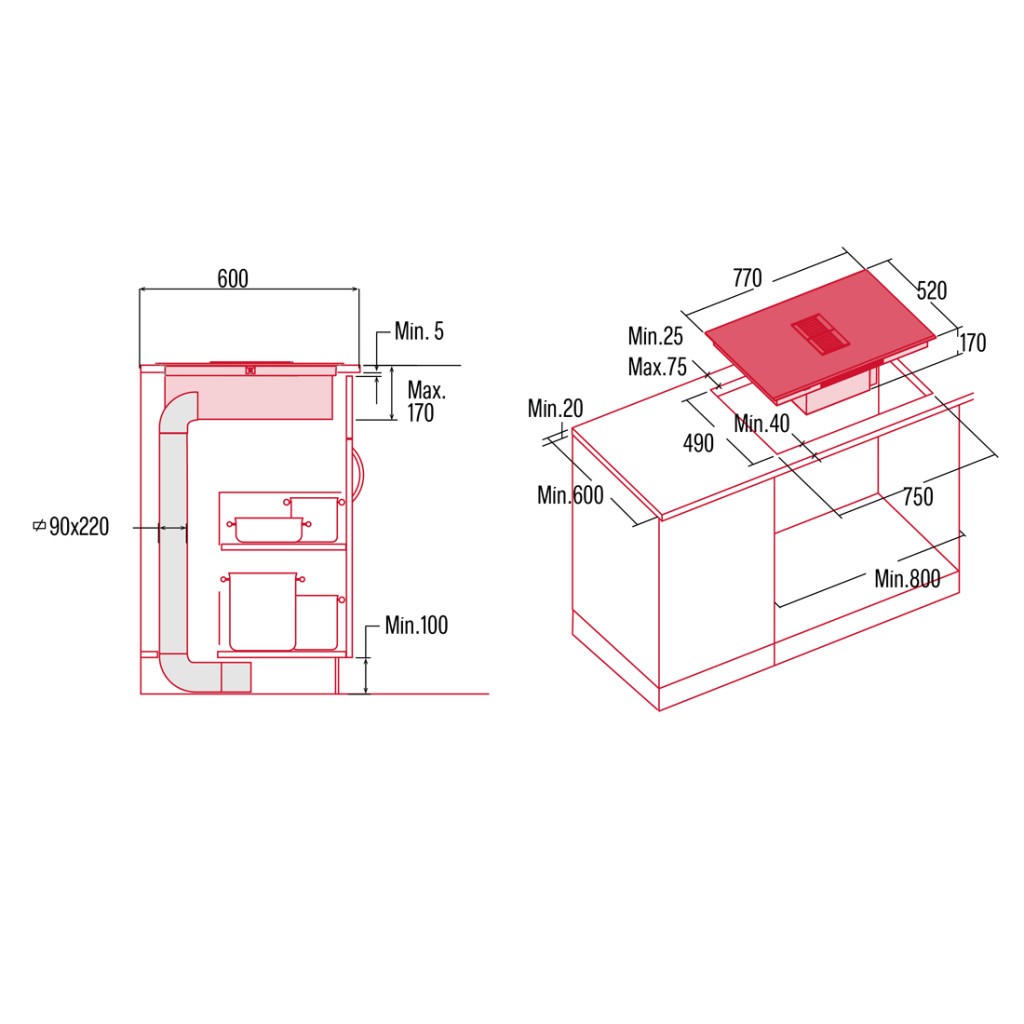 NODOR - NorCoock N7426 BK FLOW-IN indukciós főzőlap beépített elszívóval