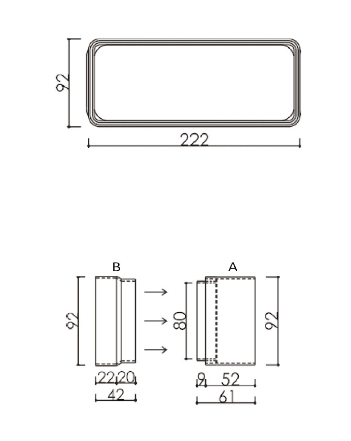 AIRA - Légtechnikai elem lapos csatorna adapter Quadro sorozathoz