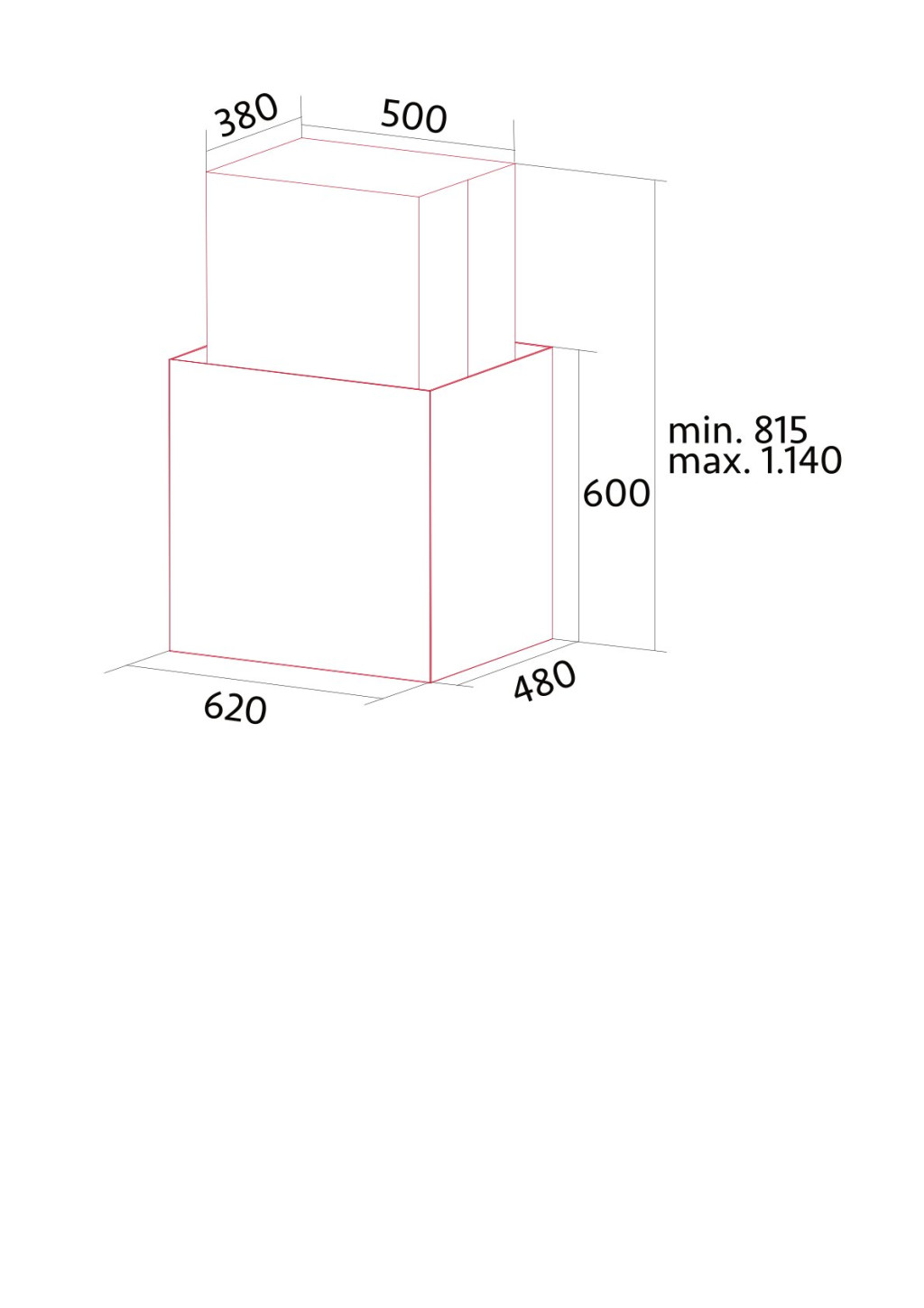 NODOR - Páraelszívó NorBreeze ISLA CUBE GLASS ECO 60 BK/A fekete Hob to Hood