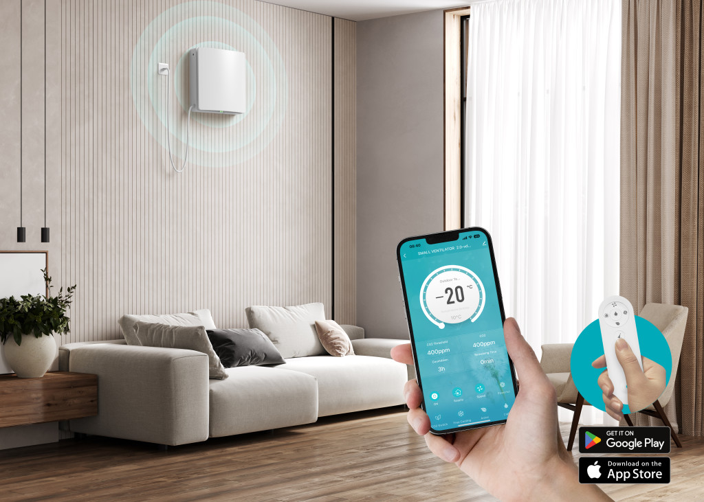 HOLTOP/AIRWOODS AV-TTW5-W SH7IE Pro ISO egyhelyiséges hővisszanyerős szellőztető (2 db), páraérzékelővel, automata zsaluval, WiFi-vel, kültéri hangcsillapító elemmel