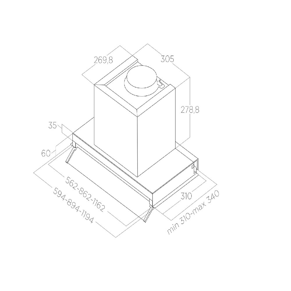 ELICA - Páraelszívó BOXIN LX/BL MAT/A/120 + Kenyérpirító 1T20