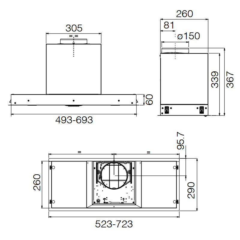 ELICA - Páraelszívó HIDDEN 2.0 BL MAT/A/72