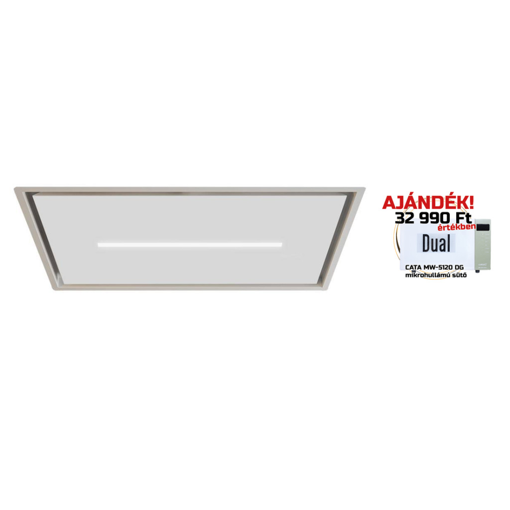 SIRIUS - Páraelszívó SLT-971 EM 90 cm H 160 TW Fehér üveg motor nélkül + ajándék CATA mikro MW-5120 DG